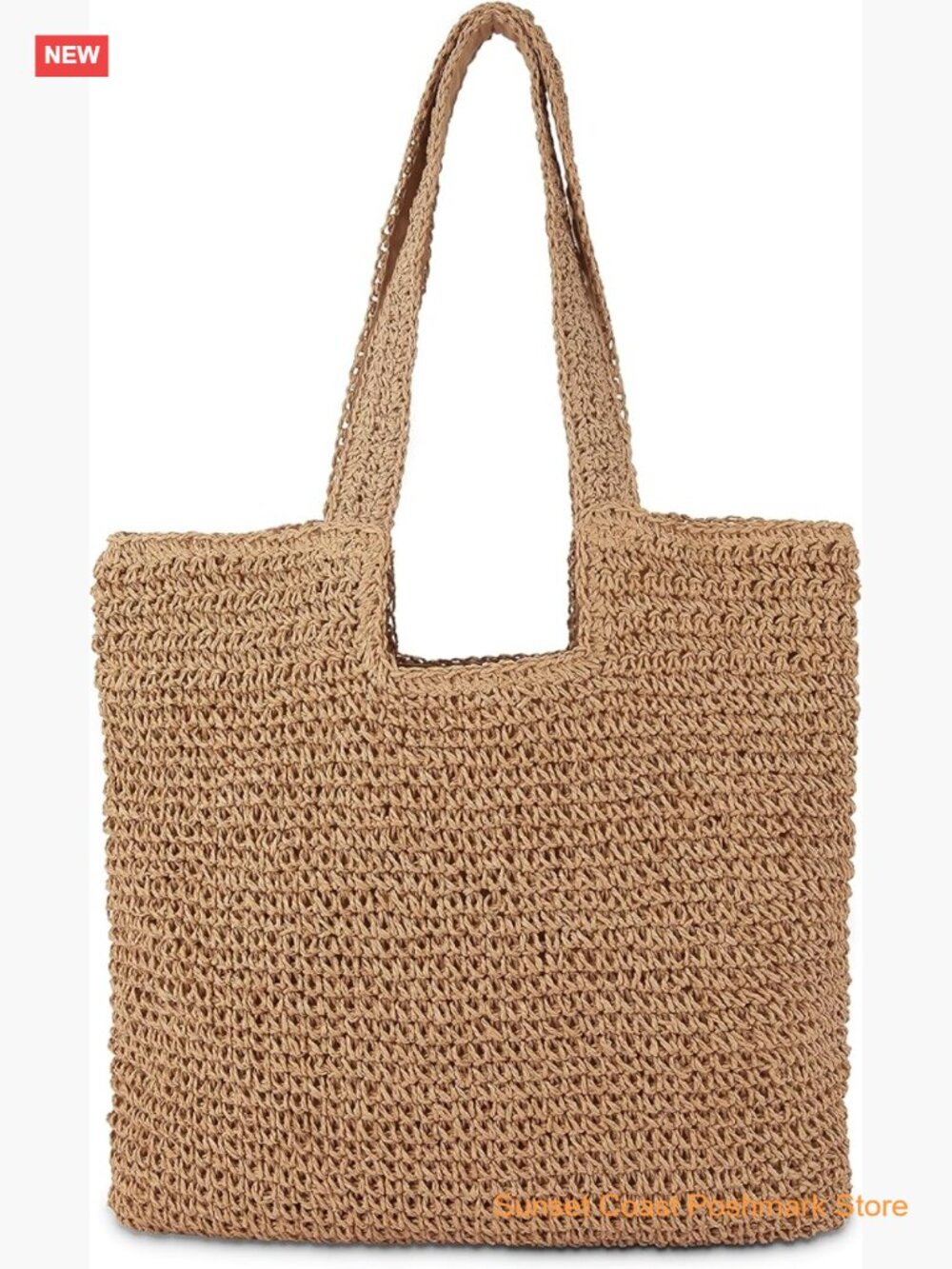 Large Straw Beach Tote Bag Boho Woven Rattan Handmade Shoulder Handbag
